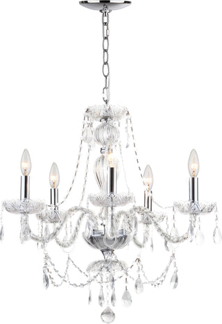 Safavieh Jingle 5 Light Chrome 225-Inch Dia Adjustable Chandelier Chrome/Clear Lamp Mirror main image