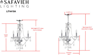 Safavieh Karah 3 Light Chrome 195 Inch Dia Adjustable Chandelier Chrome/Clear Lamp Mirror 