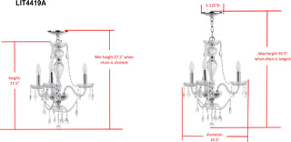 Safavieh Karah 3 Light Chrome 195 Inch Dia Adjustable Chandelier Chrome/Clear Lamp Mirror 