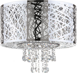 Safavieh Mesh 5 Light Chrome 1575-Inch Dia Flush Mount Chrome/Clear Lamp Mirror 