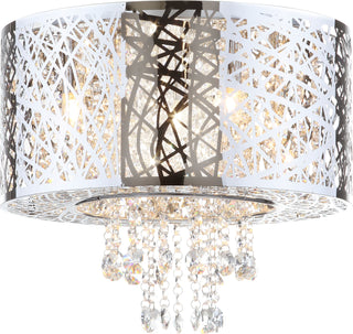 Safavieh Mesh 5 Light Chrome 1575-Inch Dia Flush Mount Chrome/Clear Lamp Mirror main image