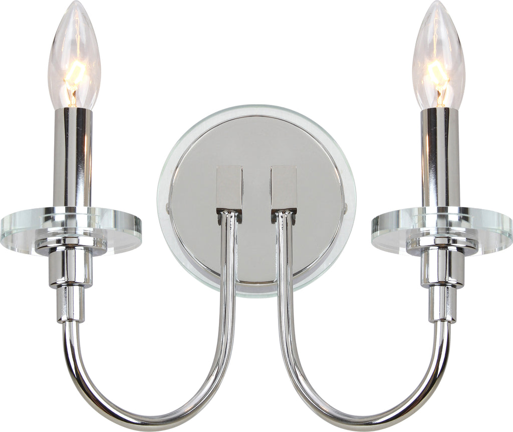 Safavieh Darla 2 Light Chrome 625-Inch H Wall Sconce Chrome/Clear Lamp Mirror main image