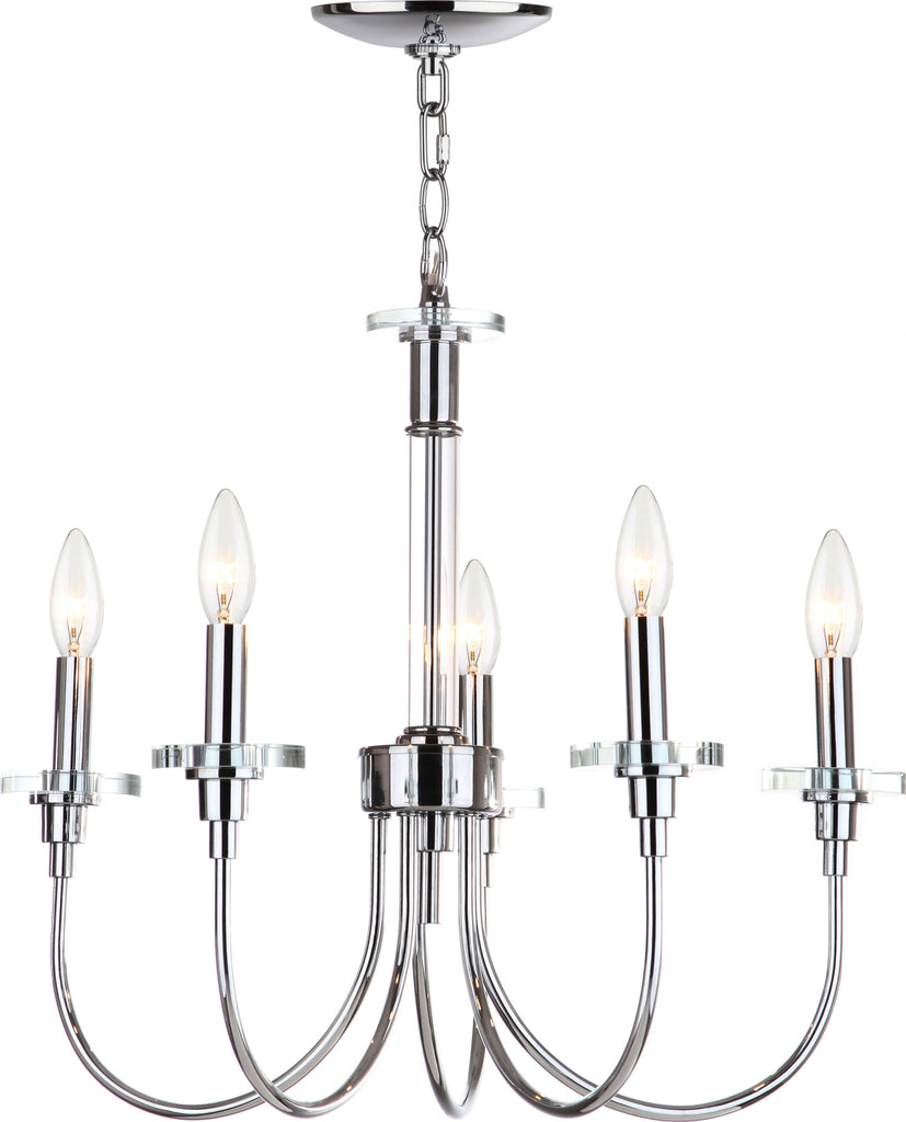 Safavieh Sharon 5 Light Chrome 21-Inch Dia Adjustable Chandelier Chrome/Clear Lamp Mirror main image