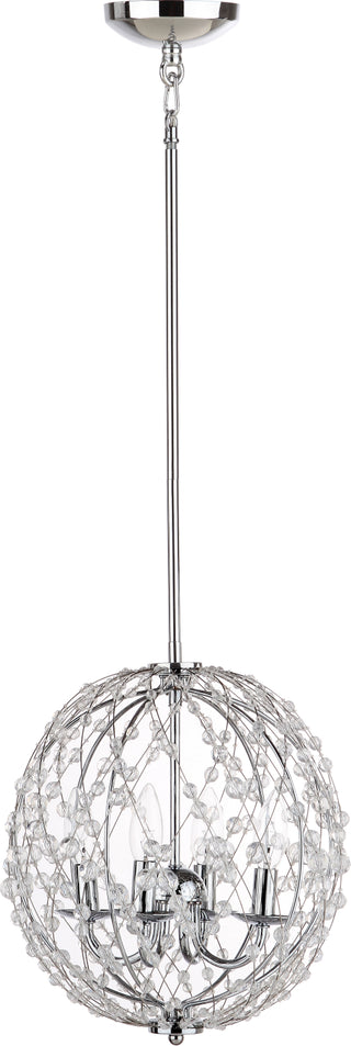 Safavieh Wild 4 Light Chrome Beaded 134-Inch Dia Adjustable Pendant Chrome/Clear Lamp Mirror 