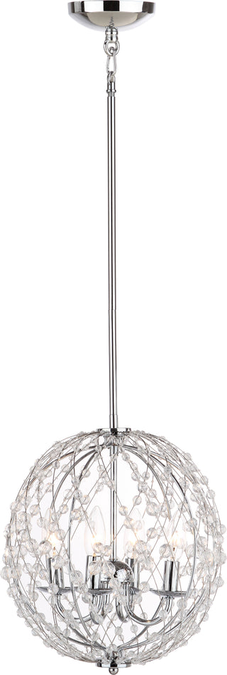 Safavieh Wild 4 Light Chrome Beaded 134-Inch Dia Adjustable Pendant Chrome/Clear Lamp Mirror main image