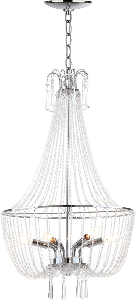 Safavieh Berlin 6 Light Chrome 175-Inch Dia Adjustable Glass Beaded Chandelier Lamp Mirror main image