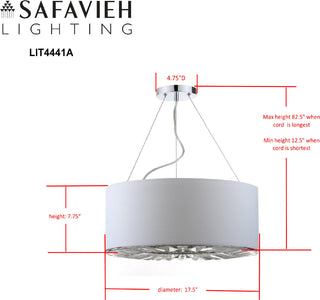 Safavieh Fernando 3 Light Chrome 175-Inch Dia Adjustable Drum Pendant Chrome/White Lamp Mirror 