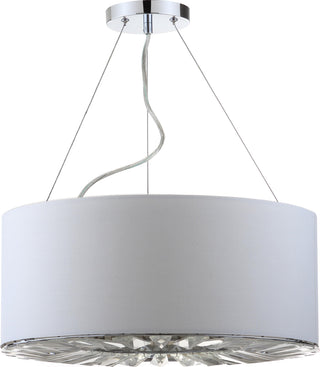 Safavieh Fernando 3 Light Chrome 175-Inch Dia Adjustable Drum Pendant Chrome/White Lamp Mirror 