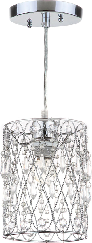 Safavieh Vega Chrome Beaded 6-INCH Dia Adjustable Pendant Chrome/Clear Lamp Mirror 