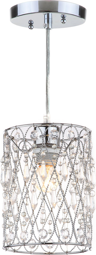 Safavieh Vega Chrome Beaded 6-INCH Dia Adjustable Pendant Chrome/Clear Lamp Mirror main image