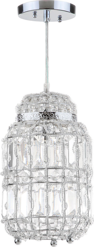 Safavieh Bellamy Chrome Glass 7-Inch Dia Adjustable Pendant Chrome/Clear Lamp Mirror 