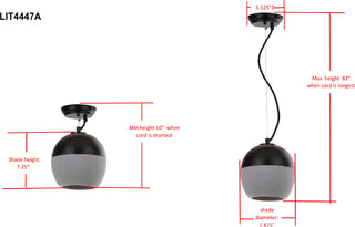 Safavieh Kira 787-Inch Dia Adjustable Pendant Lamp Grey/Black Mirror 