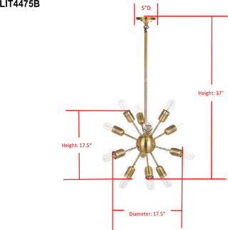 Safavieh Raging 12 Light Gold 175-Inch Dia Solace Pendant Lamp Mirror 