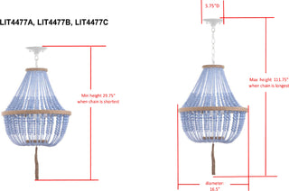 Safavieh Lush Kristi 3 Light 165-Inch Dia Grey Beaded Pendant Lamp 