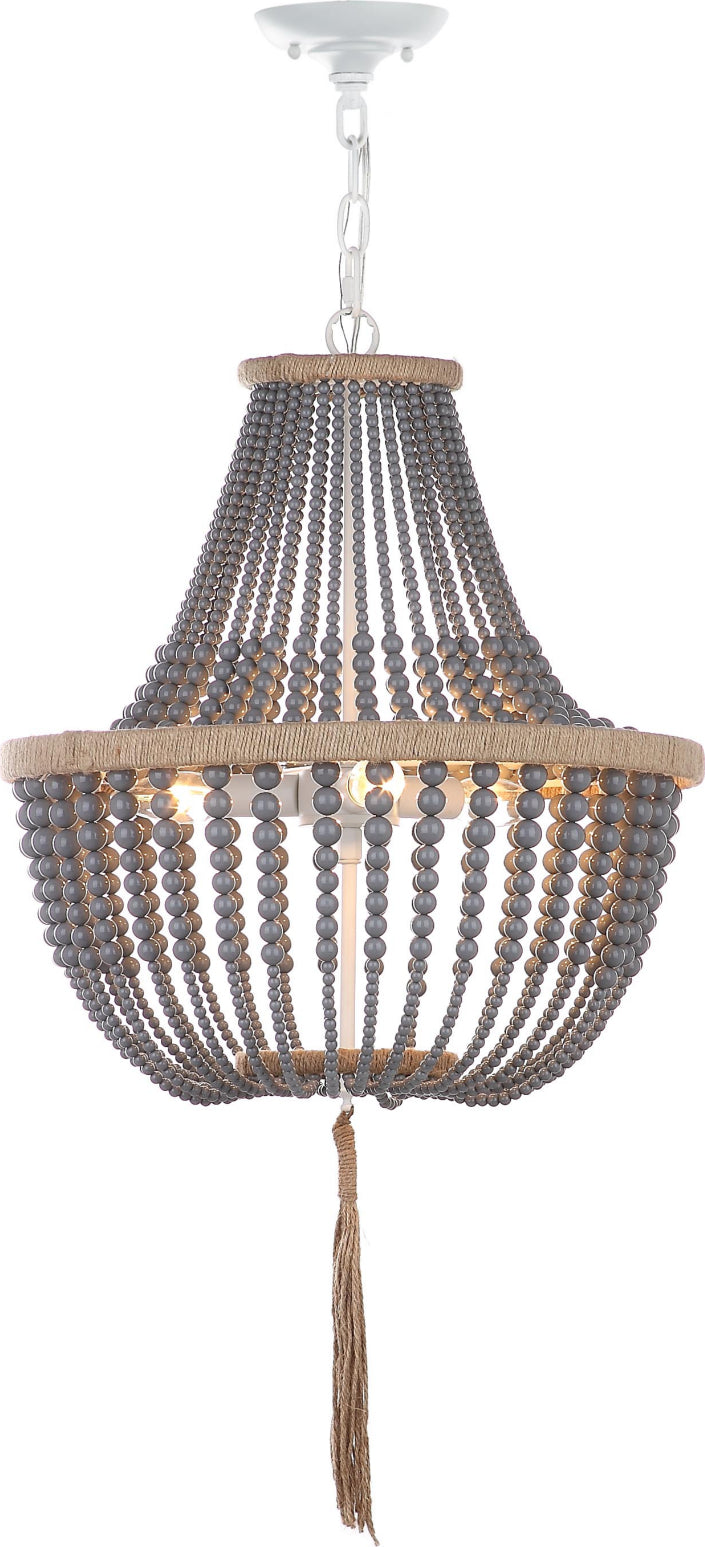 Safavieh Lush Kristi 3 Light 165-Inch Dia Grey Beaded Pendant Lamp main image