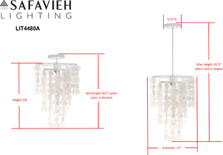 Safavieh Pearl Capiz 1 Light 13-Inch Dia Pendant White Lamp 