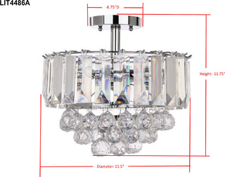 Safavieh Vaxcel 3 Lights Chrome Acrylic 135-Inch Dia Flush Mount Chrome/Clear Lamp Mirror 