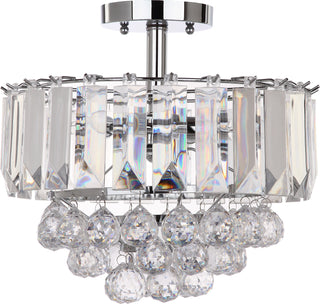 Safavieh Vaxcel 3 Lights Chrome Acrylic 135-Inch Dia Flush Mount Chrome/Clear Lamp Mirror 