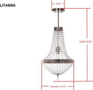 Safavieh Shirley Grand 1 Light 1175-Inch Dia Pendant Nickel/Clear Lamp 