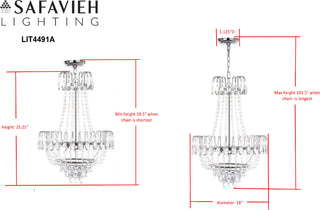 Safavieh Sonja 3 Light Chrome 18 Inch-Dia Pendant Chrome/Clear Lamp 