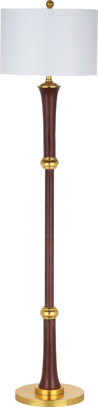 Safavieh Modern 63-Inch H Gold Trim Skinny Shade Floor Lamp Gold/Walnut Mirror 