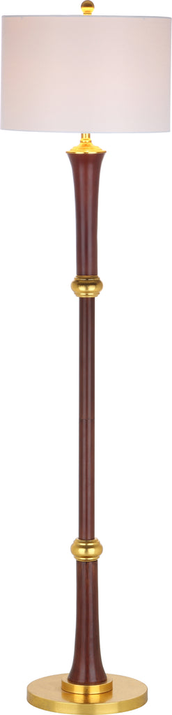 Safavieh Modern 63-Inch H Gold Trim Skinny Shade Floor Lamp Gold/Walnut Mirror main image