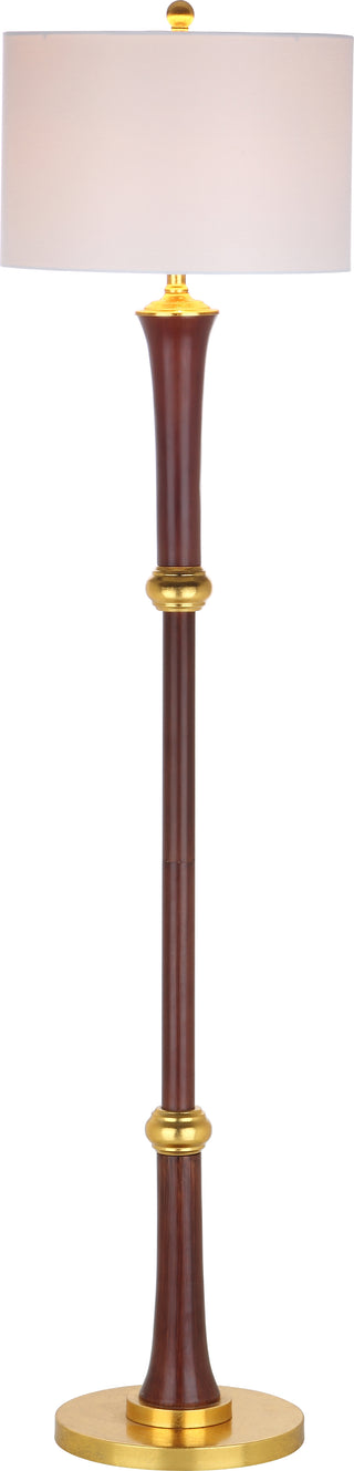 Safavieh Modern 63-Inch H Gold Trim Skinny Shade Floor Lamp Gold/Walnut Mirror main image