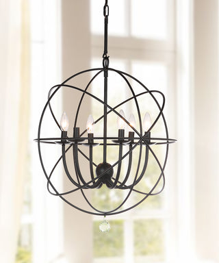 Safavieh Evie 22 Inch-Dia Adjustable Chandelier Black Lamp Mirror 