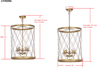 Safavieh Alair 18-Inch Dia Adjustable Pendant Lamp Gold Mirror 