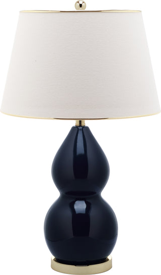 Safavieh Jill 265-Inch H Double-Gourd Ceramic Lamp Navy Mirror 