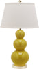 Safavieh Pamela 28-Inch H Triple Gourd Ceramic Lamp Mustard Gold 
