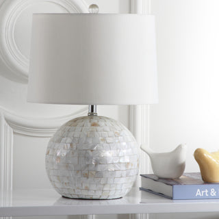 Safavieh Nikki 21-Inch H Shell Table Lamp White Mirror 