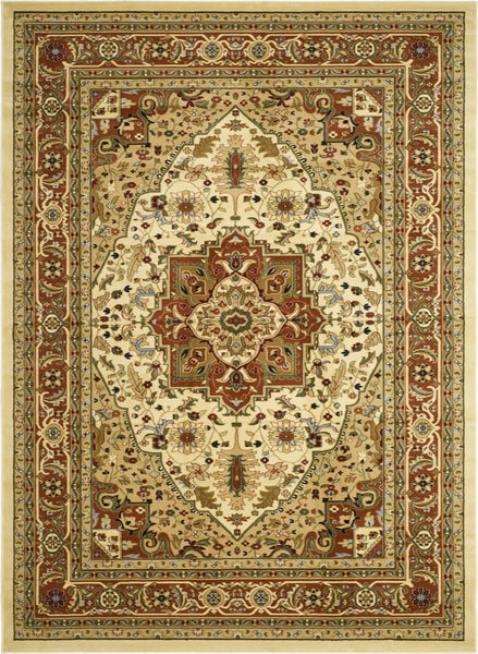 SAFAVIEH Lyndhurst Collection Area Rug - 6' Round, Ivory & Rust, Traditional Oriental Design, Non-Shedding & Easy Care, Ideal for High Traffic Areas in Living Room, Bedroom (LNH330R