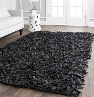 Safavieh Leather Shag LSG511 Black Area Rug Room Scene