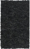 Safavieh Leather Shag LSG511 Black Area Rug 5' X 8'