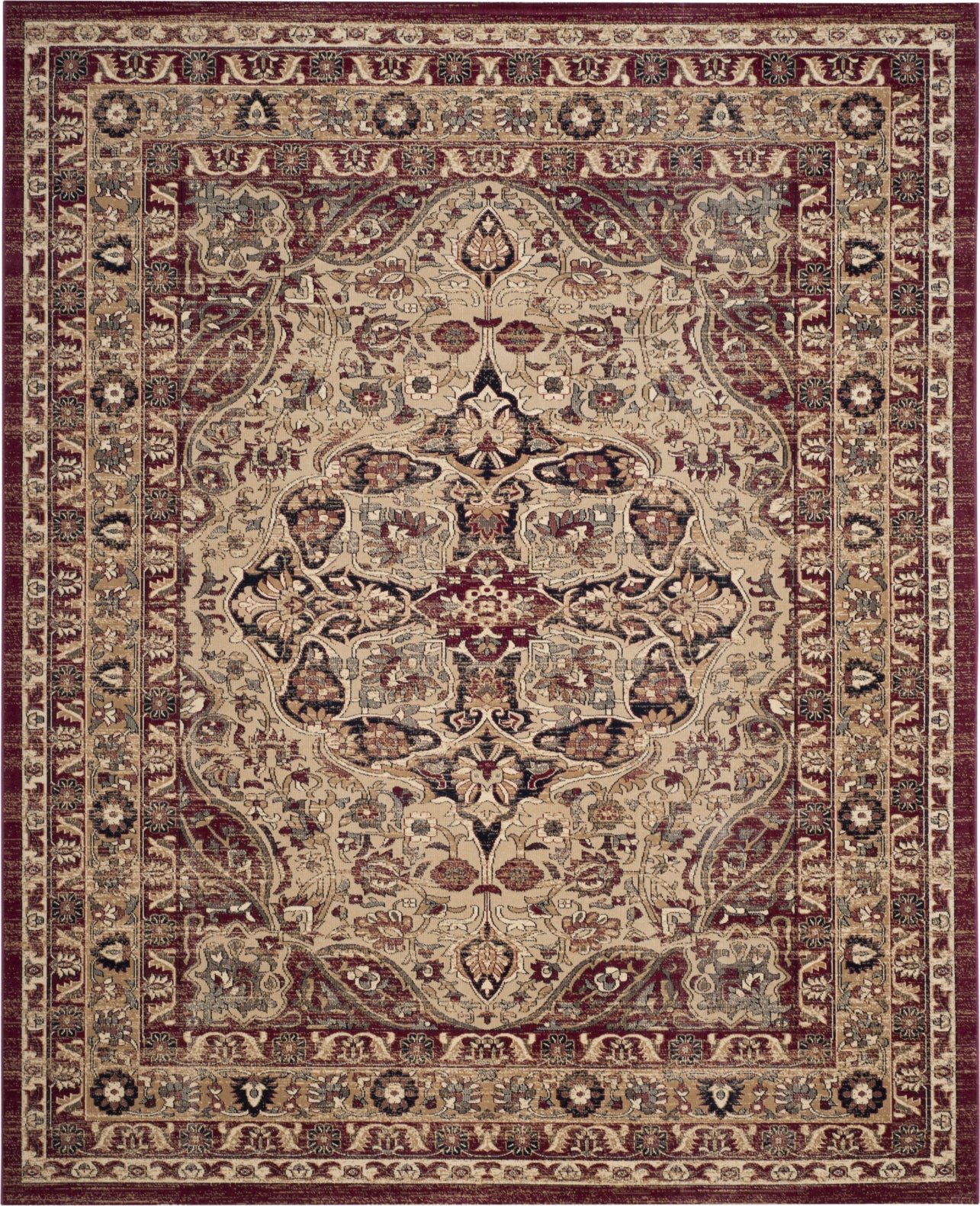 Safavieh Lavar Kerman LVK601B Creme/Red Area Rug