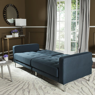 Safavieh Soho Tufted Foldable Sofa Bed Navy and Silver Furniture 