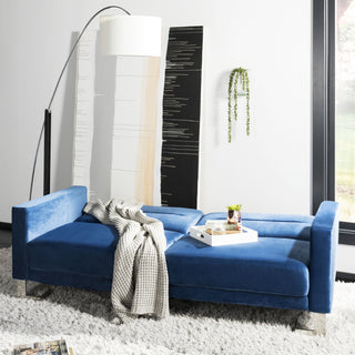 Safavieh Tribeca Foldable Sofa Bed Navy and Silver Furniture 