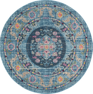 Safavieh Madison 300 MAD306M Light Blue/Fuchsia Area Rug Round Image