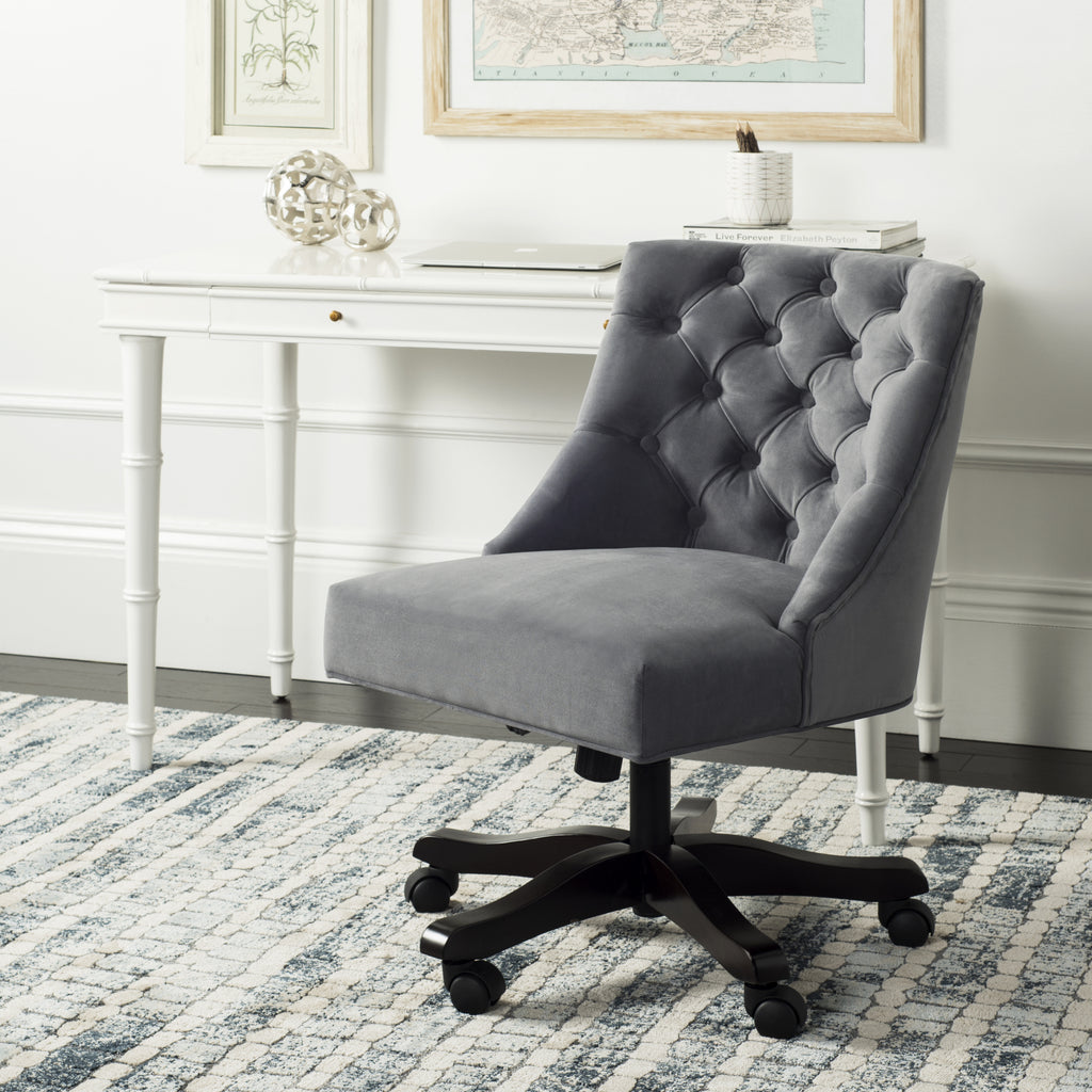 Safavieh Soho Tufted Velvet Swivel Desk Chair Grey  Feature