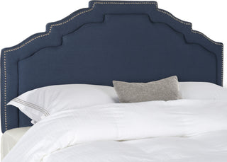 Safavieh Alexia Steel Blue Linen Headboard-Silver Nail Head Bedding main image