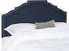 Safavieh Alexia Steel Blue Linen Headboard-Silver Nail Head Bedding Main