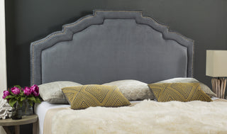 Safavieh Alexia Grey Headboard-Silver Nail Head Bedding 