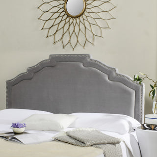 Safavieh Alexia Pewter Headboard-Silver Nail Heads Furniture  Feature