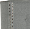 Safavieh Keegan Grey Linen Tufted Winged Headboard-Silver Nail Head Bedding 