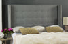 Safavieh Keegan Grey Linen Tufted Winged Headboard-Silver Nail Head Furniture  Feature
