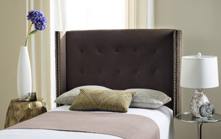 Safavieh Keegan Velvet Headboard Chocolate Bedding 