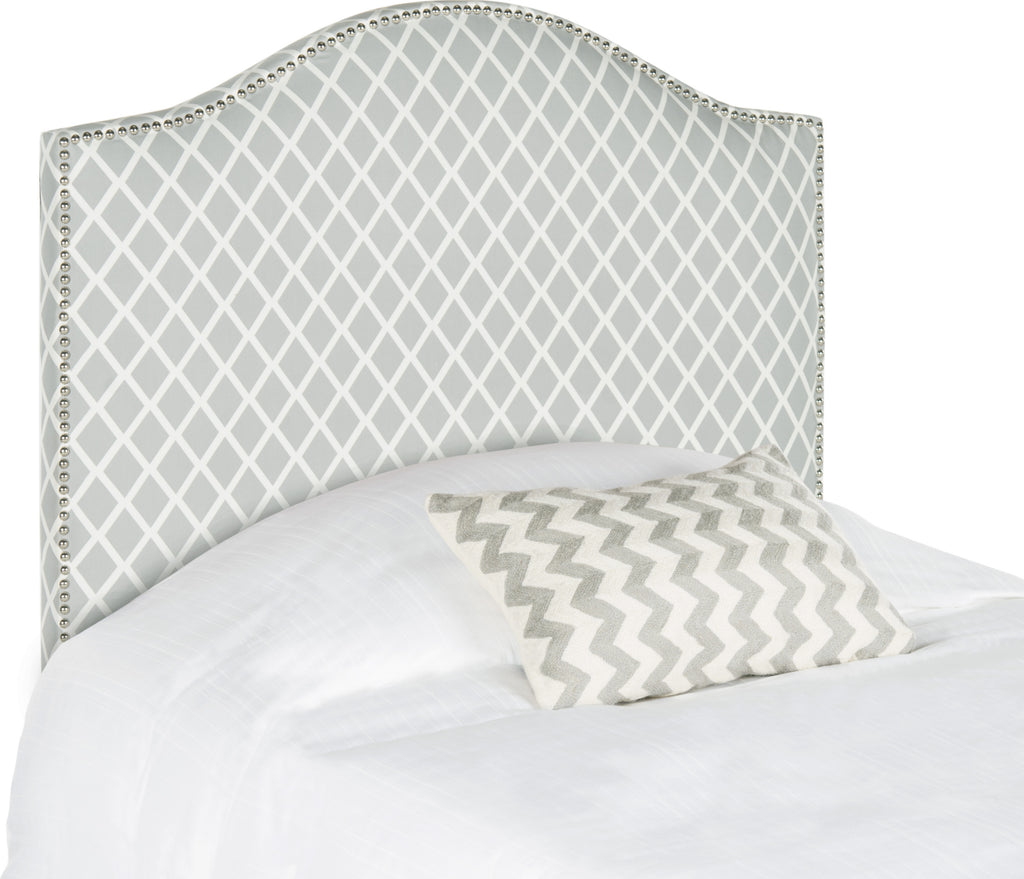 Safavieh Connie Grey/White Headboard-Silver Nail Head Grey and White Bedding main image