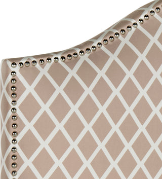 Safavieh Connie Dusty Rose and White Headboard-Silver Nail Head Bedding 