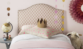 Safavieh Connie Dusty Rose and White Headboard-Silver Nail Head Furniture  Feature